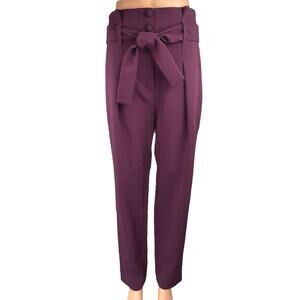 Framed Brazilian Designer $475 Purple High Rise Belted Trouser Dress Pants Sz 8